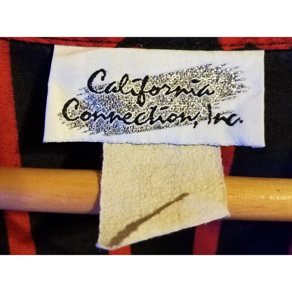 Vintage California Connections Button Front Mens Shirt Black Red 4or 5XL‎